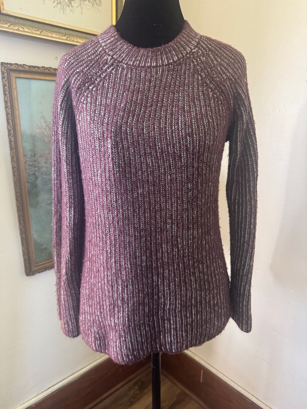 Market & Spruce Marled Chunky Knit Sweater XS Purple Gray